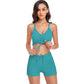 Bikini Swimsuit Women's Sports Drawstring Tankini Plus Size Boxer Solid Color Swimsuit