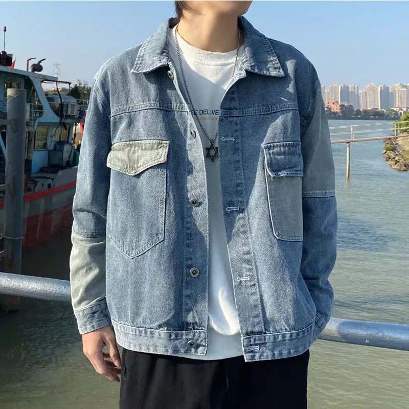 Coat Male 2021 Autumn Trend Splicing Jacket Street Denim Jacket