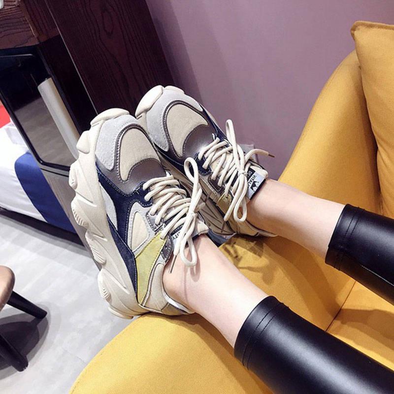 Women's Platform Chunky Sneakers Fashion Women Flat Thick Sole Shoes Woman Dad Footwear