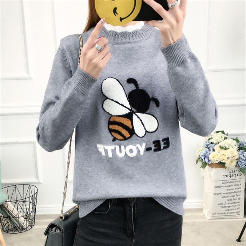 Pofulove Knitted Top Winter  Long Sleeve Sweater Winter Half-high Collar Thick Sweater Women