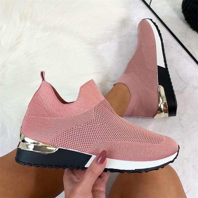 Fashion Summer Flying Knit Socks Shoes Stretch Cloth Plus Size Women's Breathable Shoes