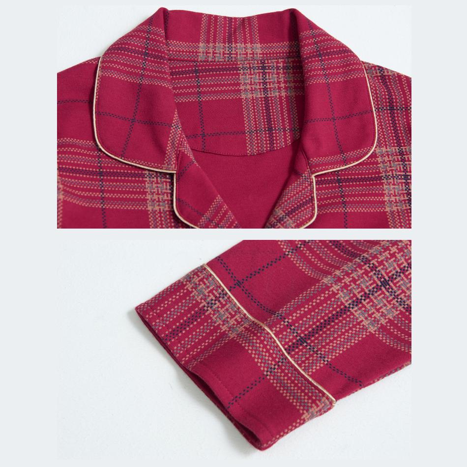 Women's Pajamas Set Plaid Pyjamas Cotton Sleepwear Suit Long Sleeve Shirt Home Wear Autumn Winter Tops and Pants Sets Casual Loose Nightwear