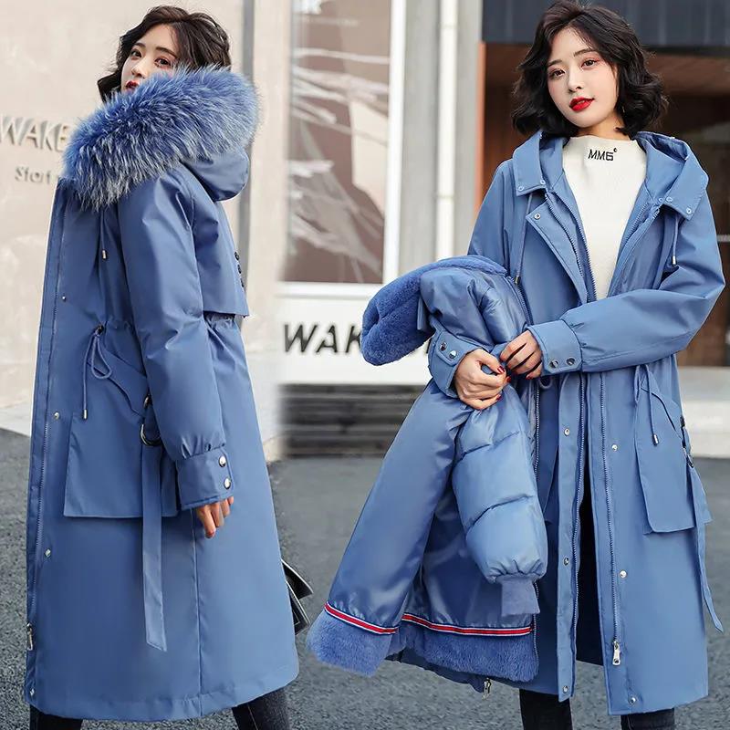 One-coat Three-wear Mid-length Cotton-padded Jacket with Detachable Liner Plus Velvet Padded Waist and Cold-proof Padded Jacket