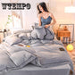 4pcs  Bedding Set Pure Color King Queen Size Bed Linens Fleece Duvet Cover Set Winter Home Bedding