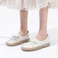 Women's Soft Leather Shallow Mouth White Shoes Spring All-match Soft Bottom Slip-on Lady's Shoes Flat Shoes Casual Mother Shoes