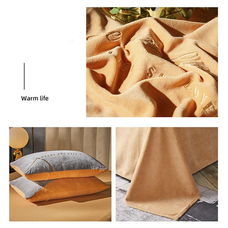 Winter Thick Milk Velvet Four-piece French Velvet Duvet Cover Sheet Crystal Velvet Embroidery Type Bedding