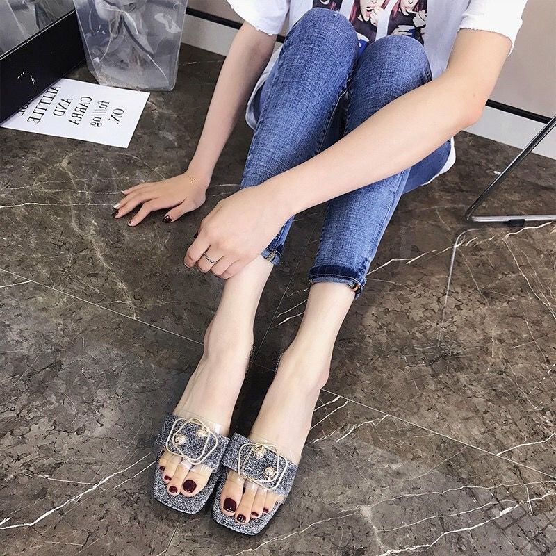 Women's Flat Slippers Fashion Square Toe Woman Shoes Lattice Ladies Slides Casual Comfort Open Toe Female Summer