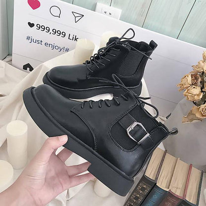 Leather Winter Boots for Women Chelsea Natural Leather Ladies Shoes Round Toe Thick Heel Ankle Boots