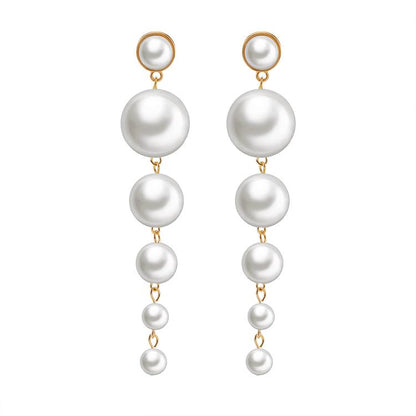 Temperament Ladies Elegant Large Series of Long Strings of Pearl Earrings Long Earrings