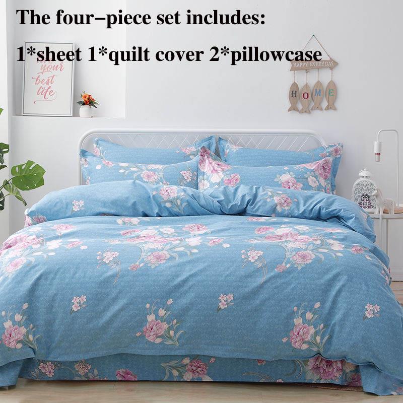 Thickened Pure Brushed Four-piece Bedding Bed Linen Quilt Cover Skin-friendly Simple Quilt Cover Student Dormitory
