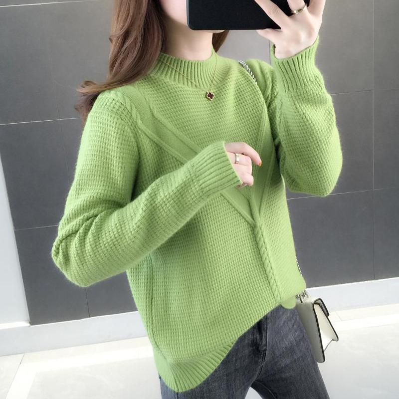 Thick Sweater Women Autumn and Winter Korean Loose Short Long Sleeves Versatile Bottoming Sweater Outer Wear