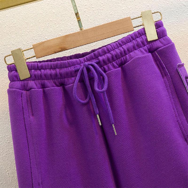 Autumn and Winter Bundle Feet Plus Velvet Sweatpants Women's Ninth Casual Pants All-match Thin Harem Sports Pants Loose