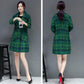 Women Wool Coat Warm Long Plaid Coat Female Slim Fit Lapel Woolen Overcoat Autumn Winter Jacket