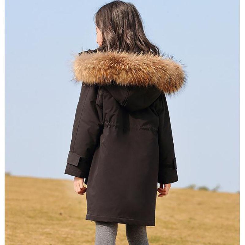 Girls' Warm Winter Clothes Mid-length Windproof Quilted Jacket Thicken Plus Velvet Winter Cotton Clothing