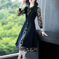 Large Size Women's Chiffon Stitching Fake Two-piece Dress Loose Casual Elegant Long Skirt Black Floral