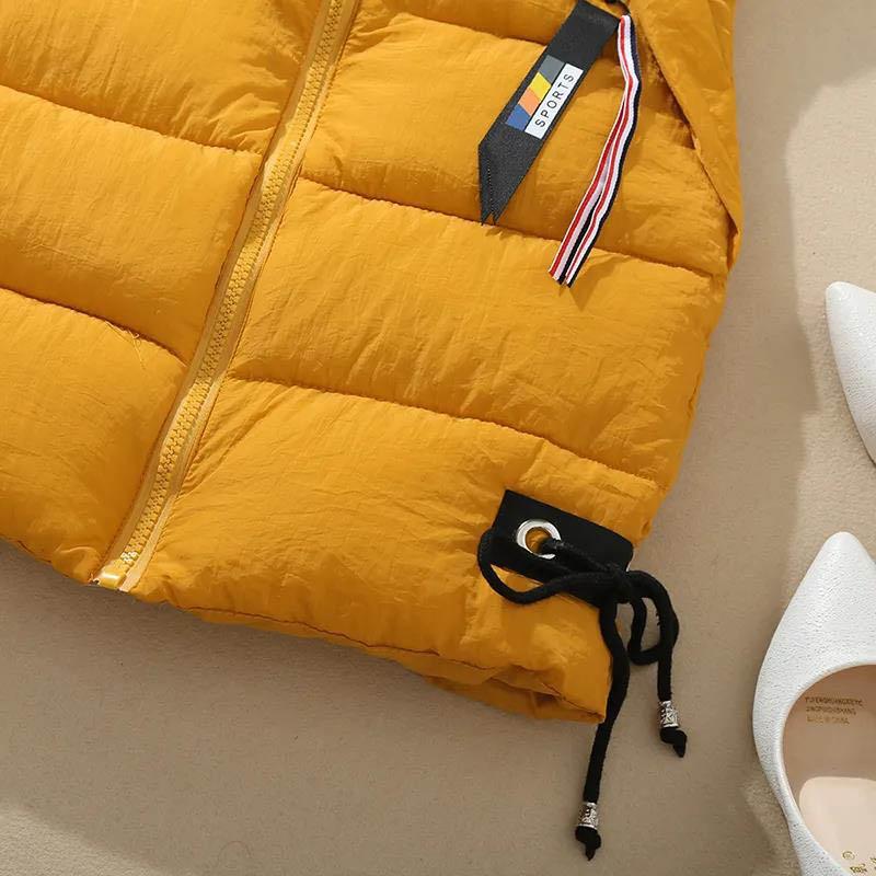 Down Cotton Vest Women's Long Hooded Korean Women's Cotton Vest Thick Coat