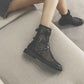 Women's Soft Leather and Mesh Martin Boots Summer Sandals All-match Back Zipper Flat Ankle Boots
