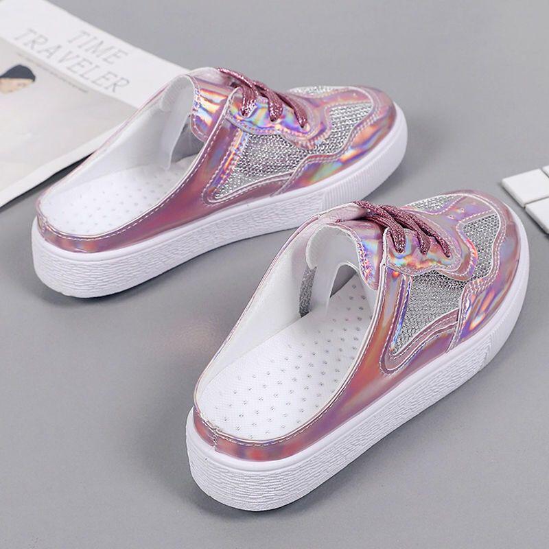 Summer Women Slippers Casual Soft Comfortable Mesh Outside Flat Slides Half Beach Slippers Woman Flip Flops