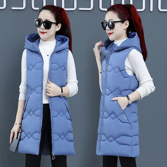 Korean Version of Slim Down Cotton Women's Vest Mid-length Fashion Vest Winter