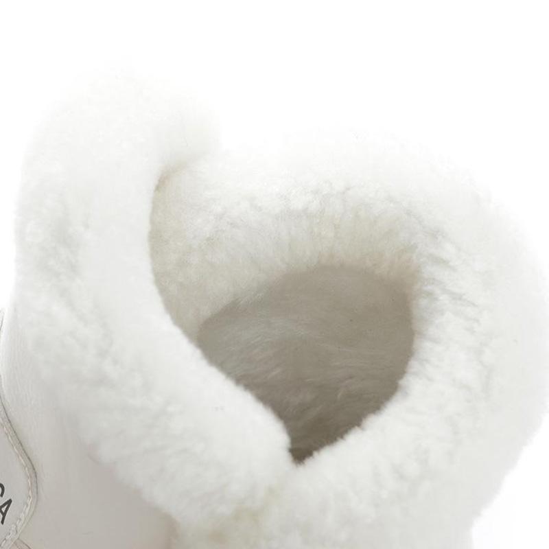 Girls Winter Snow Boots Knight Leather White Martin Boots Thick-soled Mid-tube Boots Short Boots Large Size Flat Cotton Boots