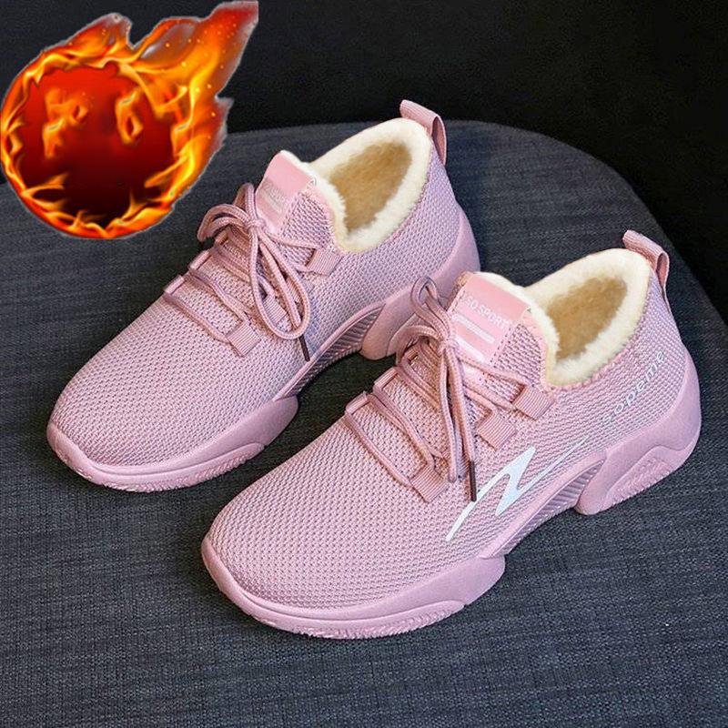Autumn and Winter Casual Sports Shoes Fleece Warm All-match Running Cotton Shoes