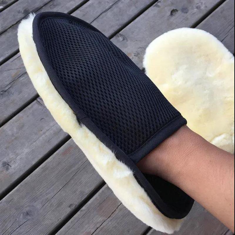 Car Wash Wool Gloves Absorbent and Thickened Special Non-shedding Pure Cotton Wipe Car Waxing Towel Microfiber Wool