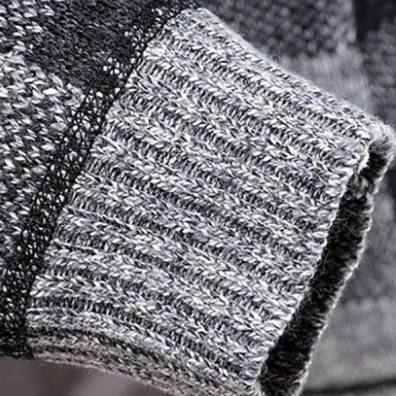 Autumn Men's Sweater Hooded Zipper Cardigan Stitch Jacket Large Size Casual Plus Velvet Thickening To Keep Warm