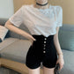 WTEMPO Corset Reduce Belly High Waist Denim Shorts Women Loose Spring and Summer