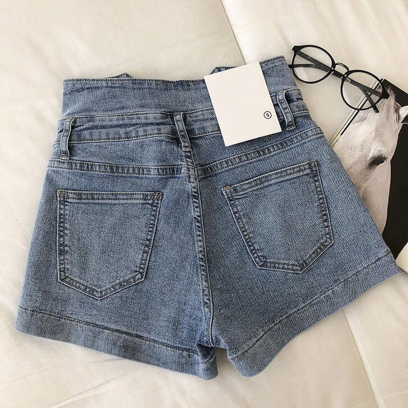 Large Size Loose Denim Shorts Female High Waist Summer Korean Version Was Thin Fashionable Double Zipper Wide Leg Pants