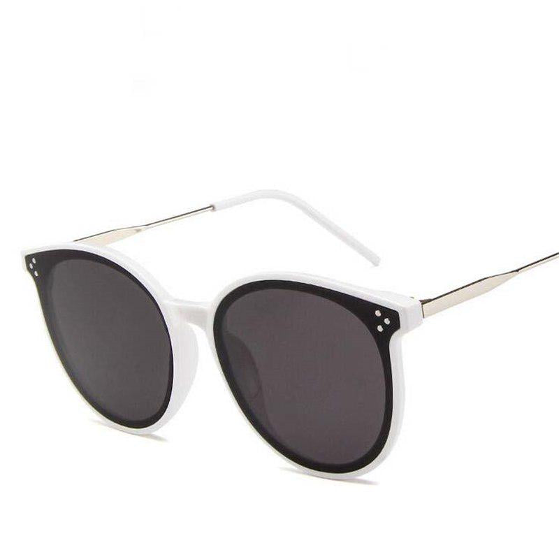 WTEMPO Korean Version PC Frame Oval Sunglasses Women Men Fashion Rivets Cat Eye Sun Glasses Vintage