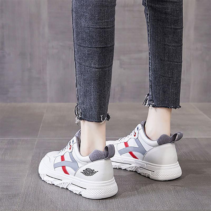 Spring Autumn Leather White Shoes Sports Shoes Casual Shoes College Style All-match Platform Shoes Women