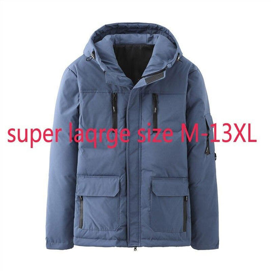 Fashion Oversized Down Jacket Men's Short White Duck Down Jacket Thickened Warmth Loose Casual Plus Size Down Jacket
