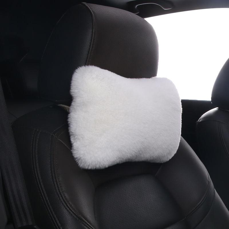 Car 4pcs Pillow Neck Pillow Imitation Rabbit Plush Bone Head Pillow Waist Pillow Waist Bolster Car Waist Back Suit General Plush Cushion