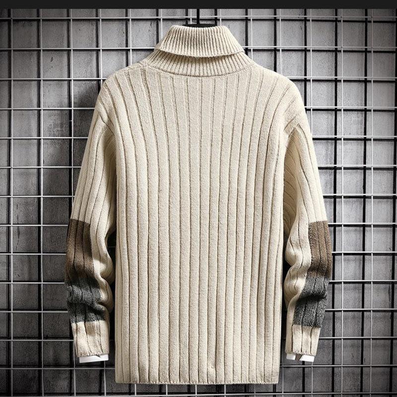 Winter Men's Fleece Sweater Bottoming Shirt Thickened Knitted Sweater Turtleneck Warm Sweater