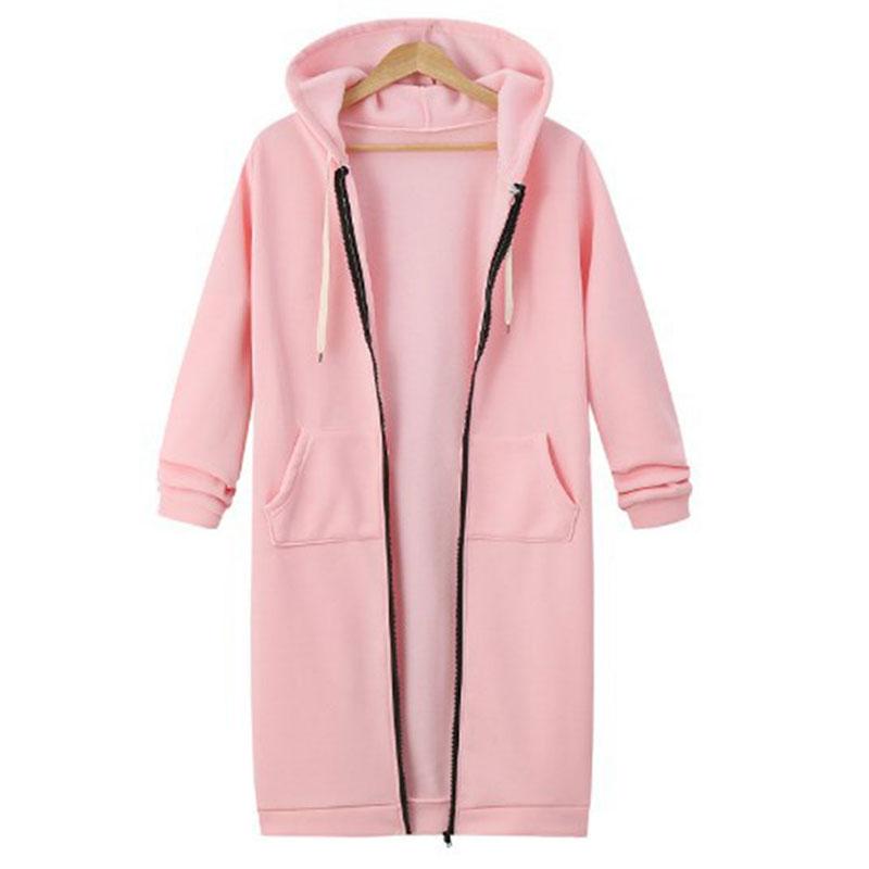 Women's Hooded Mid Length Sweater Sweater Autumn Winter Long Coat Long Sleeve Big Pocket Zipper Cardigan Sweater
