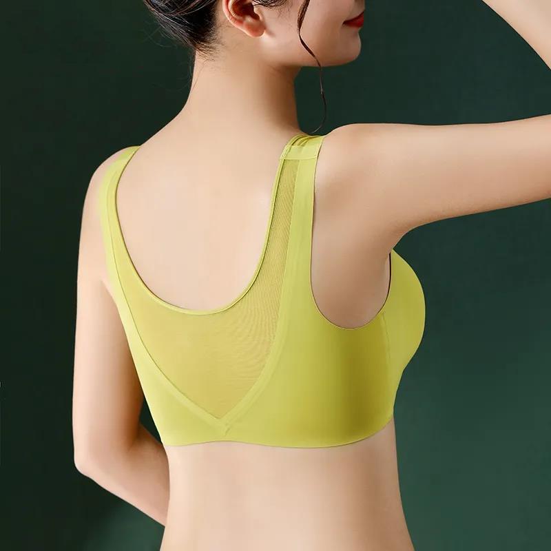 Ladies Seamless Ice Silk Underwear Beauty Back No Steel Ring Gather Bra Sports Vest Close Breast Yoga Vest Gym Fitness Bra