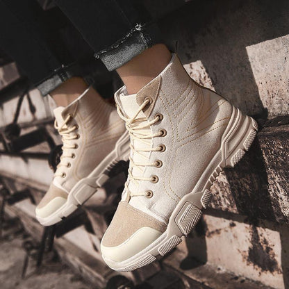 Autumn and Winter Men's Martin Boots Warm Working Boots Lace Up Men's Combat Boots High Top Shoes