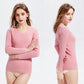Thermal Underwear Plus Velvet O-neck Female Tight Suit Thicken Windproof Comfortable Soft Lining Women Winter Clothes Long Sleeve High Elasticity Slim