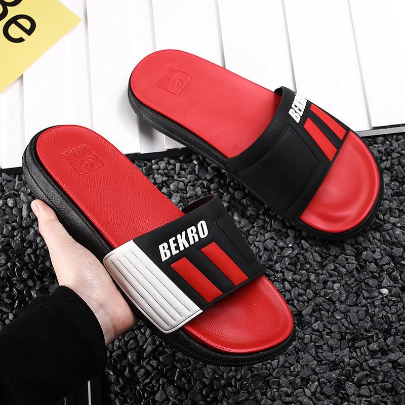 Size38-45 Summer Men Sandals Comfortable Non-slip PU Leather Pattern Stripe Beach Slippers Casual Outdoor Slippers Drag Flip Flops