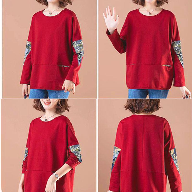 Women Clothes Spring Autumn Casual Ladies Clothing Patch Long Sleeve T-Shirts Ladies Fashion Tops Pullovers