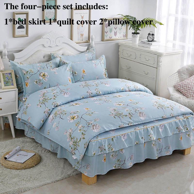 Four-piece Bed Skirts Bedspreads Bed Covers Pillowcases Non-slip Children's Sheets Bedding Fresh Air Girls