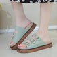 Sponge Cake Thick-soled Sandals and Slippers Women's Outer Wear Summer Leisure Beach All-match Flat-bottomed Soft-soled Flip-flops Women