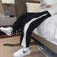 Zipper Sports Pants Men's Loose Spring and Autumn Tide Brand Sweatpants Solid Color Trend Pants Ins Wide-leg Pants