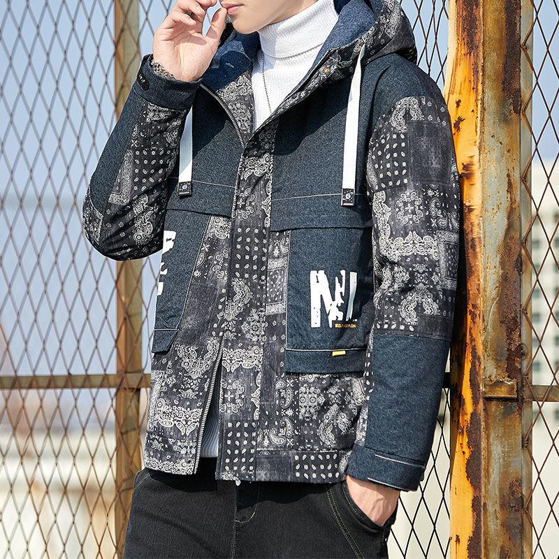 Down Jacket Fashion High-end Young and Middle-aged Men's Down Cotton Padded Jacket Hooded Plus Size Top