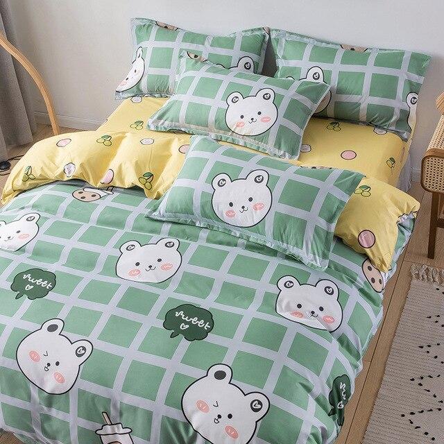 Cheap Four-Piece Bedding Set Quilt Cover Sheet Pillowcases Suit Polyester Anti-Static Delicate Children's Student Princess Style