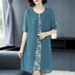 Ladies Dress Round Neck Large Size Loose Fake Two-piece Dress Chiffon Skirt Middle-aged Mother