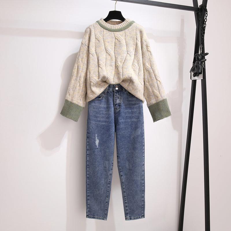Coarse Wool Sweater Women's Short Loose Loose Outer Wear Twist Hedging Small Lazy Wind All-match Blouse Autumn and Winter Thickening