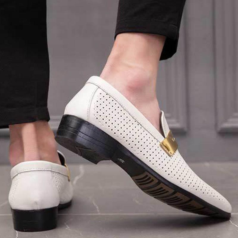 Summer British Fashion Men's Breathable Hollow Casual Shoes Men's Leather Shoes Men's Flats Shoes