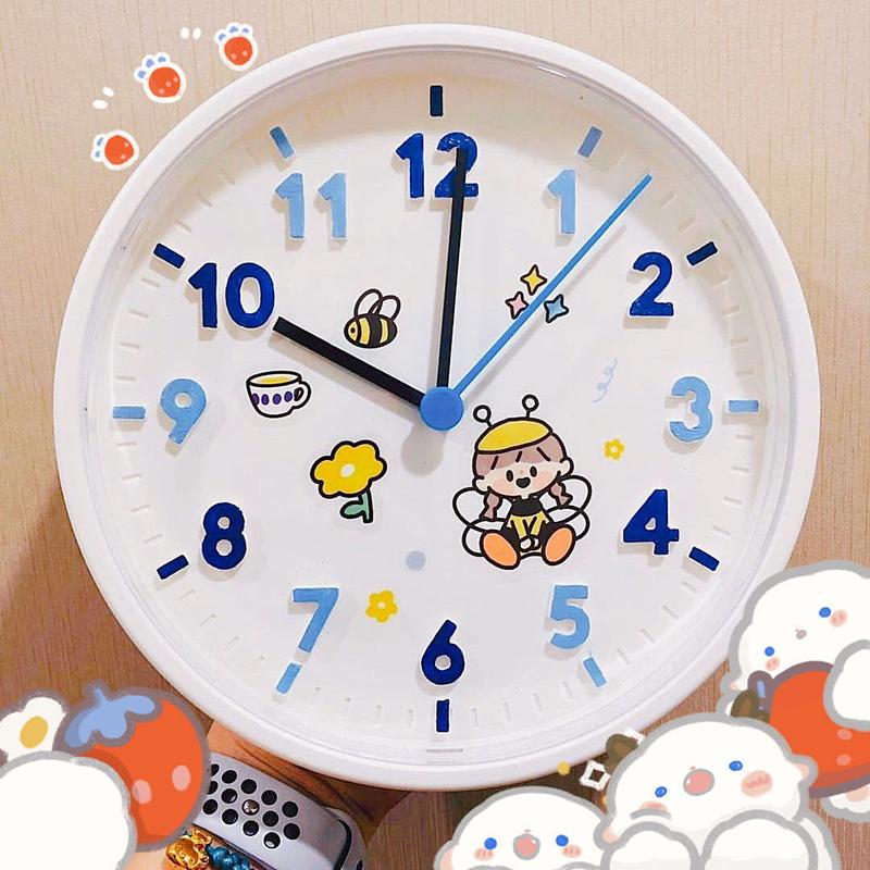DIY Cute Small Wall Clock Creative Cartoon Wall-mounted Children's Clock Bedroom Table Living Room Home Graffiti Clock