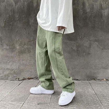 Draping Hip-hop Jeans Men's Spring Loose-fitting Straight Wide-leg Trousers